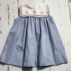 Petit Ami Blue and White Sailboat Dress 18m